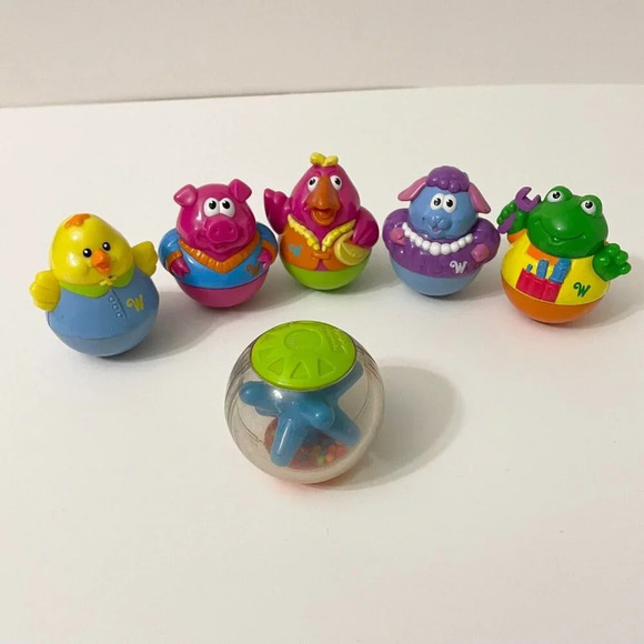2003 Hasbro Playskool Lot of  5 Weebles Wobble Figures and 1 Roll A Round Ball - Picture 1 of 13